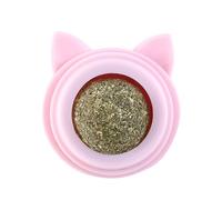 Rotatable Catnip Ball Energy Ball Natural Safe Catnip Edible Lick Balls with Transparent Cover Pet Treats Supplies (Pink)