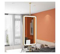 Rotatable Ceiling-Mounted Oval Double-Sided Mirror With LED Lighting, Three-Color Dimmable, For Entryways, Hotels, Bedrooms, And Bathrooms(Gold,40x60cm)