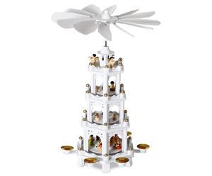 Rotatable Christmas Pyramid White Wood 2ft