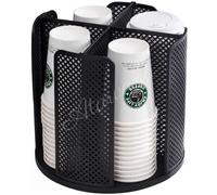 Rotatable Coffee Cup Dispenser with 4 Compartments, Atavarna Cups and Lids Holder for 5-16oz Cups Organizer for Restaurant, Coffee Station, Bar, Office, Home-9.25" x 9.25" x 8.66"