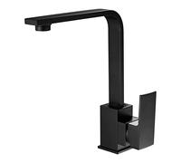 Rotatable Copper Square Kitchen Faucet - Hot & Cold Water Mixer for Black Sin, Modern Design, & Easy to Install, Perfect for Home & Restaurant Use