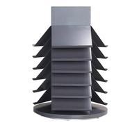 Rotatable Display Stand for Marble Slabs, Porcelain Rack with 18 Card Slots, Iron Tile Sample Holder, Wooden Floor Storage Shelf