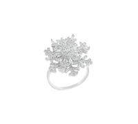 Rotatable Double Layer Zircon Snowflake Ring for Women High End Luxury Open Ring Jewelry