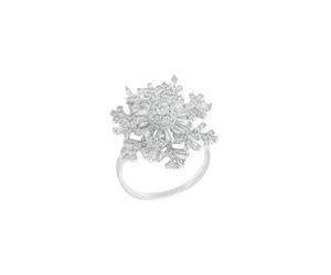 Rotatable Double Layer Zircon Snowflake Ring for Women High End Luxury Open Ring Jewelry