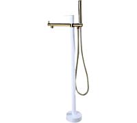 Rotatable Freestanding Bathtub Faucet with Handheld Shower, Single Handle Brass Floor Mounted Tap, Black d Finish, Luxury Bathroom Fixture, Adjustable Hose Included