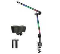 Rotatable LED Microphone Arm Stand LED Boom Arm Adjustable Microphone Stand for Professional Recording Home Studio Broadcasting