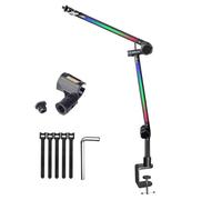 Rotatable LED Microphone Arm Stand LED Boom Arm Adjustable Microphone Stand for Professional Recording Home Studio Broadcasting