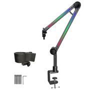 Rotatable LED Microphone Arm Stand LED Boom Arm Adjustable Microphone Stand for Professional Recording Home Studio Broadcasting