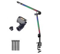 Rotatable LED Microphone Arm Stand LED Boom Arm Adjustable Microphone Stand for Professional Recording Home Studio Broadcasting