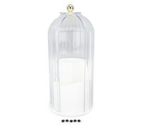 Rotatable Makeup Holder Large Capacity Rotating Cosmetics Brush Organizer with Transparent Cover for Makeup Vanity White ABS