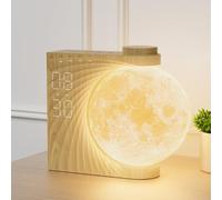Rotatable Moonlight Alarm Clock, Sunrise Alarm Sleep Sound Machines, Night Lamp for Bedrooms with Snooze Function, 10 Light Effects, 30/60/90 Timer, 10 Sleep Nature Sounds, 15 Ringtones, 12 Volume