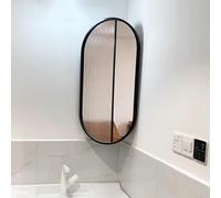 Rotatable Oval Bathroom Mirror 40x90cmHD Decorative Wall Mirror with Stand ExplosionProof Aluminum Alloy Frame Diagonal Swivel Design Black Color.
