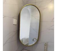 Rotatable Oval Wall Mirror with Stand30x50cm Aluminium Alloy Frame Gold Finish HD Cosmetic Swivel ExplosionProof Perfect for Makeup and Home Decor