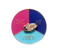 Rotatable Pointer Badge Pin for Backpacks Christmas She He They Pronoun Brooch Lapel Pin for Collection Display Spinner Pronoun Badge Brooch Portable Gender