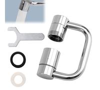Rotatable Sink Faucet Aerator Extension, Universal Rotating U-Shaped Faucet Extender with Washers 2 Modes Adjustable Flexiflow 1080° Rotating Tap Spray Head Adapter for Kitchen & Bathroom Upgrade
