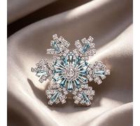Rotatable Snowflake Brooch, Clear & Blue CZ Crystal Brooches for Women Men | Rotatable snowflake-style design,inlaid with sparkling CZ,ideal for coats,suits,scarves for daily and occasion outfits.