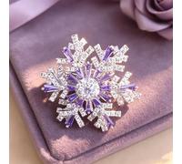Rotatable Snowflake Brooch, Clear Purple CZ Crystal Brooches for Women Men | Rotatable snowflake-style design,inlaid with sparkling CZ,ideal for coats,suits,scarves for daily and occasion outfits.