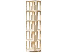 Rotatable Solid Wood Bookshelf Multi Layer Design Thick Material Stable Load Capacity Ideal for Living Room Bedroom Office White 161 x 45.5 cm