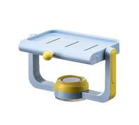 Rotatable Suction Cup Soap Dish Holder, Wall Mounted Soap Holder Box, Self Draining No-Drilling Bar Soap Sponge Holder Tray for Bathroom Kitchen Sink Shower Accessories (Blue)