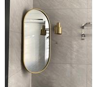 Rotatable Wall Mirror for Bathroom, Oval Metal Frame, HD Explosion-Proof, Size Options: 30x50cm, 35x60cm, 40x80cm, 50x80cm, Stylish Gold Finish.