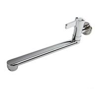 Rotatable Wall Mounted Sink Faucet With Extended Neck For Kitchen And Balcony, Stainless Steel Single Cold Water Tap With For Honeycomb Aerator To Prevent Splashing, Silver Finish 20cm Length(25cm)