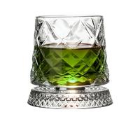 Rotatable Whiskey and Bourbon Glasses | Rotating Cool Bar Style Drinking Cup with Coaster - Glassware for Whiskey Tasting and Taste - Suitable As Gift For Men, Fathers, Husbands, Sons,