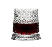 Rotatable Whiskey Glass - 360-Degree Rotating Old Fashioned Cup | Crystal Bourbon Tasting Glass with Coaster | for Men Dad Husband Son Family Friends, Wine Ģlass for Birthday Holiday GIF