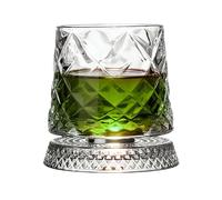 Rotatable Whiskey Glass - 360-Degree Rotating Old Fashioned Cup | Crystal Bourbon Tasting Glass with Coaster | for Men Dad Husband Son Family Friends, Wine Ģlass for Birthday Holiday GIF
