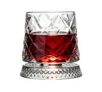 Rotatable Whiskey Glasses, with Coaster Elegant Old Fashioned Rotatable Drinking Cup, Bourbon Cocktail Coffee Cup, for Men Husband Son Family Friends