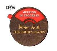 Rotatable Wooden Office Door Sign Meeting in Progress Office Door Busy Sign Welcome Please Knock Meeting Room Door Plaque Decoration