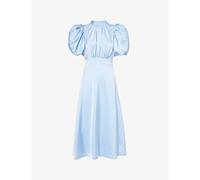 Rotate Birger Christensen Womens Placid Blue Puff-sleeve Pleated Satin Midi Dress 10