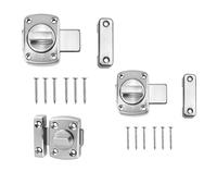 Rotate Bolt Latch Door Latches, 2 PcsDoor Bolts for Internal Doors, Anti Theft Protection Rotate Bolt Latch Lock for Bathroom Window Cupboard Cabinet Door Latches, with Screws(Silver)