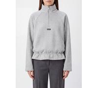 ROTATE Half-Zip Funnel Neck Cotton Sweatshirt with Ruffled Hem - Size: XS - female