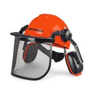 Rotatech Chainsaw Helmet with Mesh Visor & Ear Defenders | Chainsaw Safety Helmet | EN397 Safety Helmet | EN1731 Mesh Visor | EN352-3 Hearing Protection | Adjustable 51-63 cm