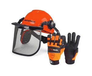 Rotatech Professional Chainsaw PPE Kit - Helmet & Class 1 Gloves (Small)