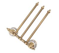 Rotated Bar Towel Rack, Compact Brass Swivel Towel Bar Wall Mounted Antique for Bathrooms (Three Rods)