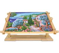 Rotated Embroidery Frame Stand - Adjustable Cross Stitch Scroll Frame, Beech Wood Quilt Frame Needlepoint Holder Floor Table Lap Stand for Stitching Sewing Craft