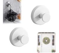 Rotateepic 2025 Upgraded Suction Cup Hooks - No Drill Waterproof Hook, Wreath Hanger, Stainless Steel for Bathroom, Shower, Glass Window Wall and Front Door (2, White)