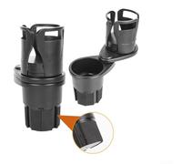 Rotating 360 Degree Car Mounted Water Cup Holder with Adjustable 1 to 2 Split Double Layer for Various Cup Sizes and Secure Hold in Car Slots (Black)