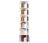 Rotating 360° White 6 Tier Corner Shelf Freestanding Round Storage Rack for Living Room Space Saving Modern Furniture 46 x 190 cm