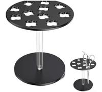 Rotating Acrylic Hair Scissors Holder Stand 5.35x5.12x3.94 Inch for | Compact transparent design protects and separates scissors easy assembly sturdy base for barber or styling stations