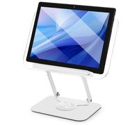 Rotating Adjustable Height Acrylic Book Stand for Desk Reading | Metal Base, Board with Movable Clips, Hands Free Support for Laptops, Notebooks, Artists and Musicians
