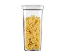 Rotating Airtight Food Storage Jar PET Clear Container With Twist Top Leak-Proof Lid Organizer For Snacks Nuts Cereal Dried Fruits Grains 12x12x9cm Compact Space-Saving Design(1300ml White)