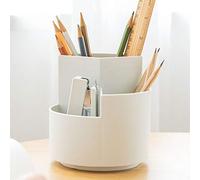 Rotating Art Supply Organizer, Pen Holder 3 Compartments, School Supplies Organizer for Pen, Colored Pencil, Art Brushes, Desktop Storage Box in Classroom & Art Studio, and Friends ,White