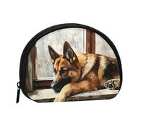 Rotating asteroid Coin Purse - Coin Pouch Mini Change Purse for Coins, Keys, Lipstick and Essentials with Zipper Closure, Resting German Shepherd, One Size, Fashion