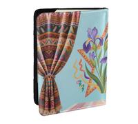 Rotating asteroid Passport Holder for Travel - Passport Case for Men & Women Travel Document Organizer Credit Cards Case, Purple Flowers, One Size