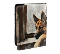 Rotating asteroid Passport Holder for Travel - Passport Case for Men & Women Travel Document Organizer Credit Cards Case, Resting German Shepherd, One Size