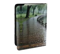 Rotating asteroid Passport Holder for Travel - Passport Case for Men & Women Travel Document Organizer Credit Cards Case, Rainy Corridor, One Size
