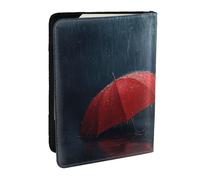 Rotating asteroid Passport Holder for Travel - Passport Case for Men & Women Travel Document Organizer Credit Cards Case, Red Umbrella, One Size
