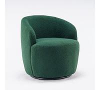 Rotating Barrel-Design Lounge Chair in Soft Teddy Boucle, Ergonomic Backrest, 360° Swivel, Cozy Relax Chair for Living Room, Bedroom, Office & Lounge (Green)